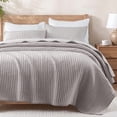 thumbnail image 1 of Exclusivo Mezcla Twin Quilt Bedding Set, Stripe Stitching Light Grey Quilts Twin Size for All Seasons, Soft Lightweight Microfiber Bedspreads Coverlets Bed Cover, 68"x88", 1 of 6
