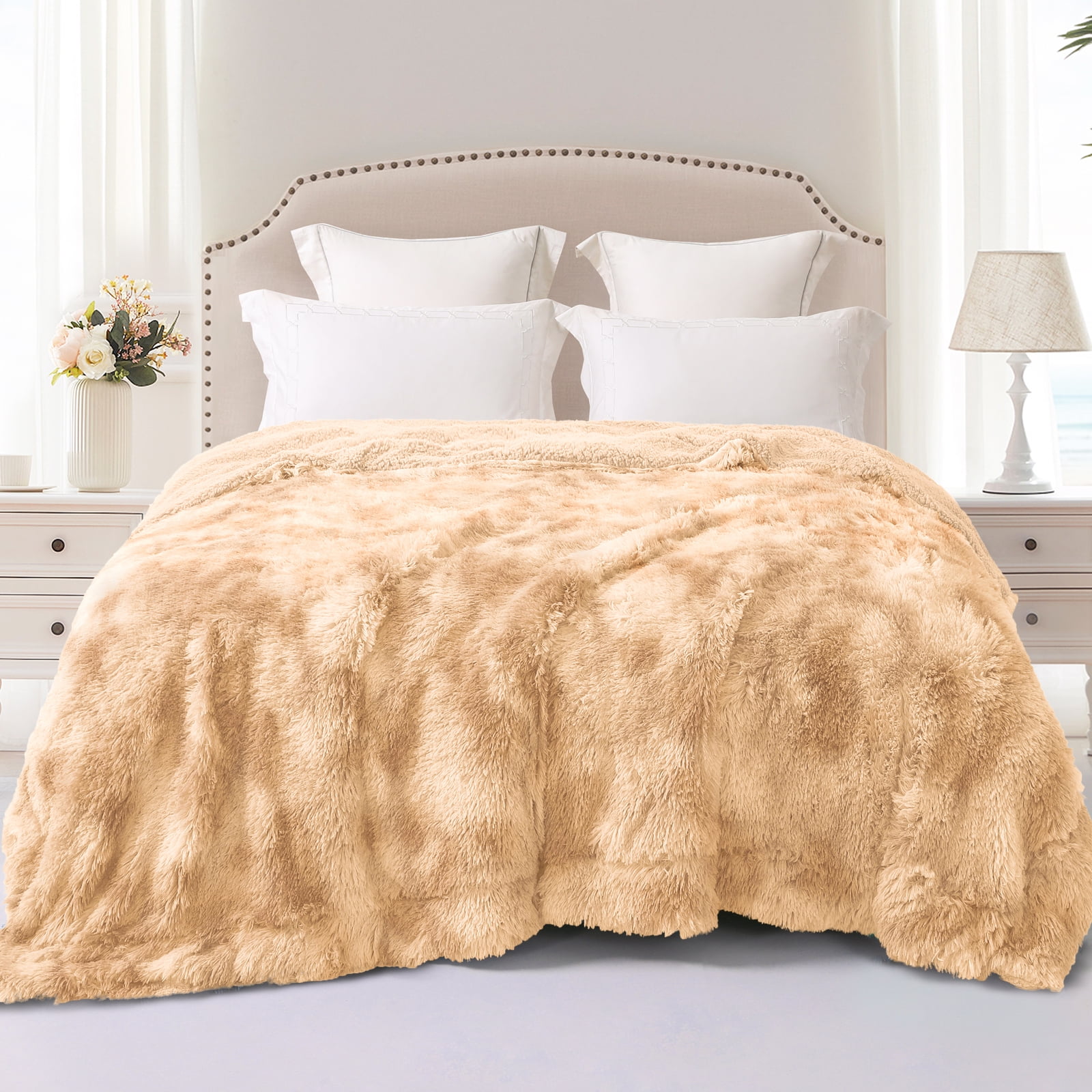 Exclusivo Mezcla Twin Size Faux Fur Bed Blanket, Super Soft Fuzzy and