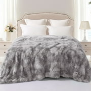 Exclusivo Mezcla Twin Size Faux Fur Bed Blanket, Super Soft Fuzzy and Plush Reversible Sherpa Fleece Blanket and Warm Blankets for Bed, Sofa, Travel, 60X80 inches, Dark Grey