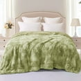 thumbnail image 1 of Exclusivo Mezcla Fuzzy Faux Fur Bed Blanket Twin Size, Reversible Shaggy Sherpa Fleece Blankets,Fluffy Plush Warm Throws for Couch, Bed, 60X80 Inches, Gradient Green, 1 of 8