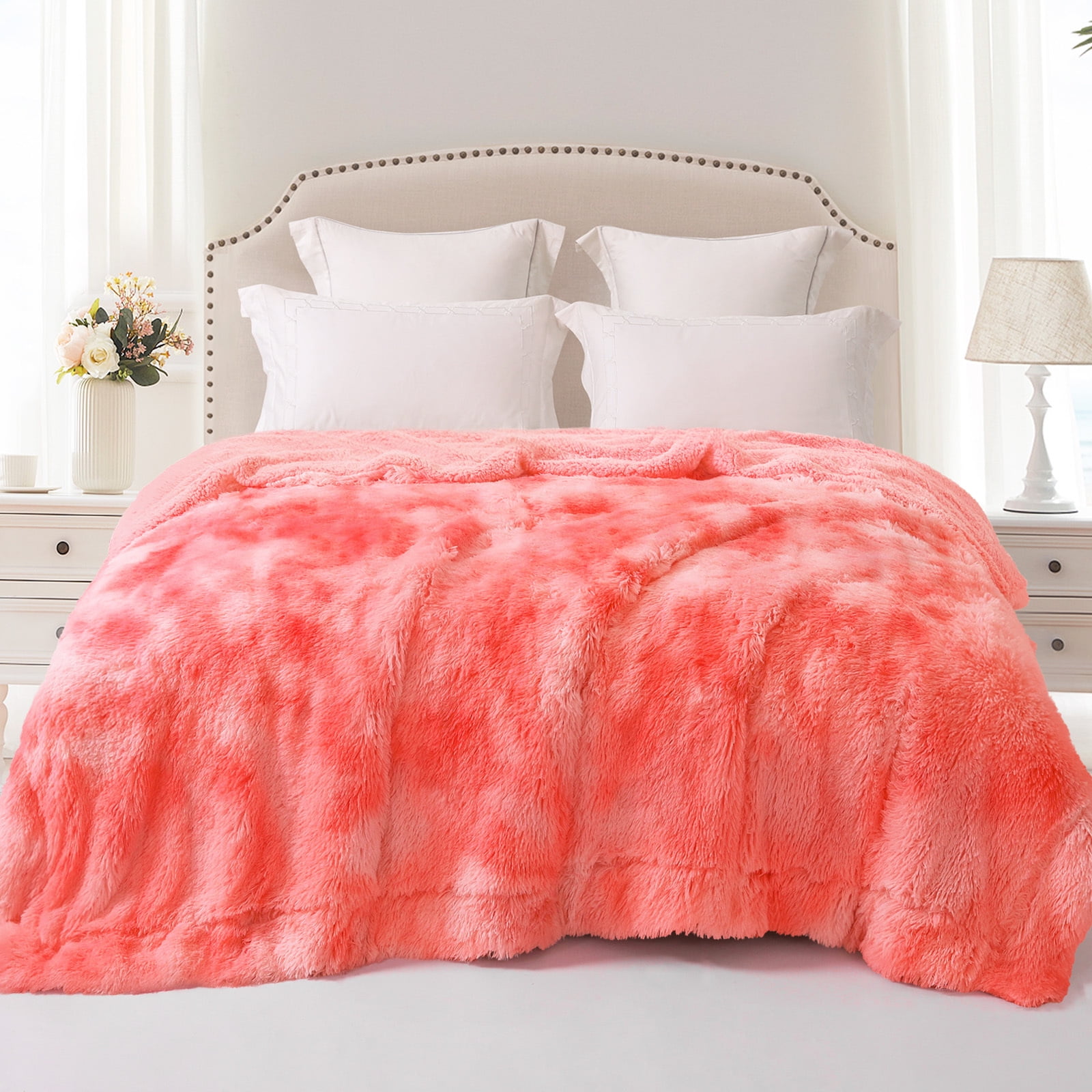Exclusivo Mezcla Twin Size Faux Fur Bed Blanket, Super Soft Fuzzy and Plush Reversible Sherpa