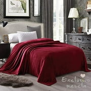 Exclusivo Mezcla Twin Size Flannel Fleece Velvet Plush Bed Blanket as Bedspread/Coverlet/Bed Cover (60" x 80", Burgundy) - Soft, Lightweight, Warm and Cozy