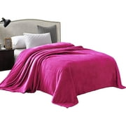 Exclusivo Mezcla Twin Size Flannel Fleece Velvet Plush Bed Blanket as Bedspread/Coverlet/Bed Cover (60" x 80", Fuchsia) - Soft, Lightweight, Warm and Cozy