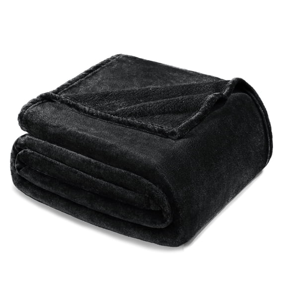 Exclusivo Mezcla Twin Size Flannel Fleece Velvet Plush Bed Blanket as Bedspread, Coverlet, Bed Cover (60"x80", Black)