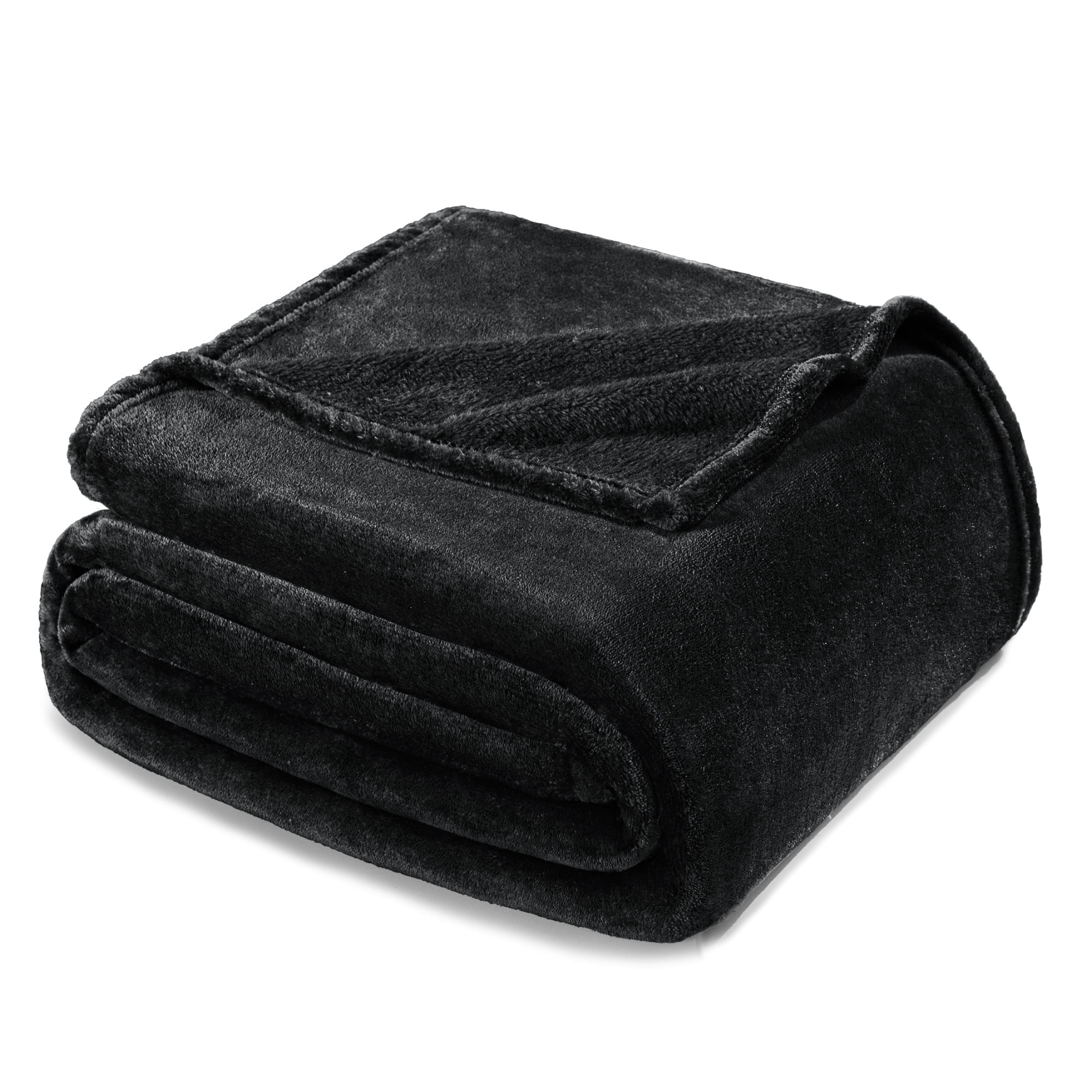 Exclusivo Mezcla Twin Size Flannel Fleece Velvet Plush Bed Blanket as Bedspread, Coverlet, Bed Cover (60"x80", Black)