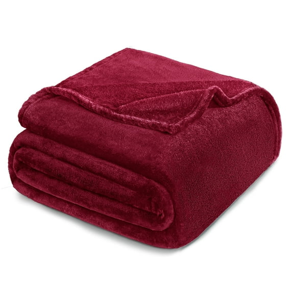 Exclusivo Mezcla Twin Size Flannel Fleece Velvet Plush Bed Blanket as Bedspread, Coverlet, Bed Cover (60"x80", Burgundy)