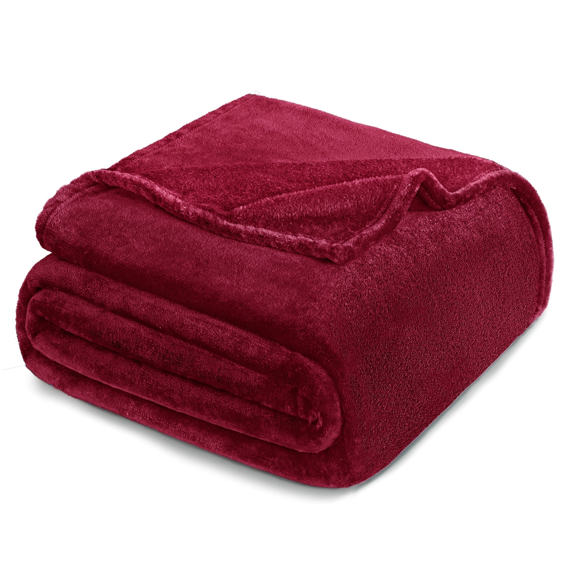 Exclusivo Mezcla Twin Size Flannel Fleece Velvet Plush Bed Blanket as Bedspread, Coverlet, Bed Cover (60"x80", Burgundy)