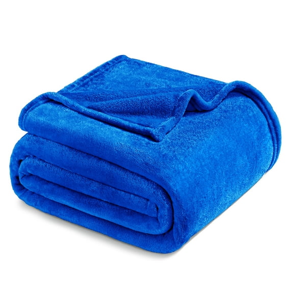 Exclusivo Mezcla Twin Size Flannel Fleece Velvet Plush Bed Blanket as Bedspread, Coverlet, Bed Cover (60"x80", Cobalt Blue)