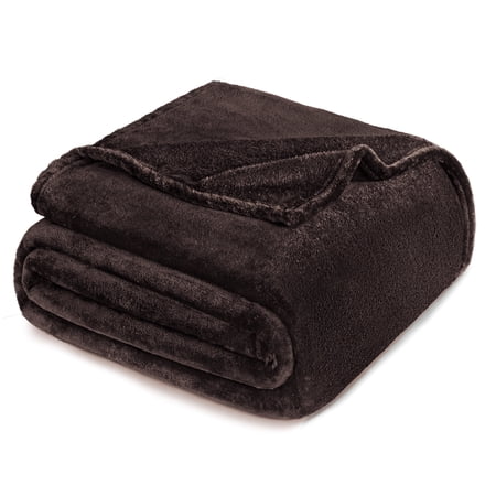 Exclusivo Mezcla Twin Size Flannel Fleece Velvet Plush Bed Blanket as Bedspread, Coverlet, Bed Cover (60"x80", Coffee)