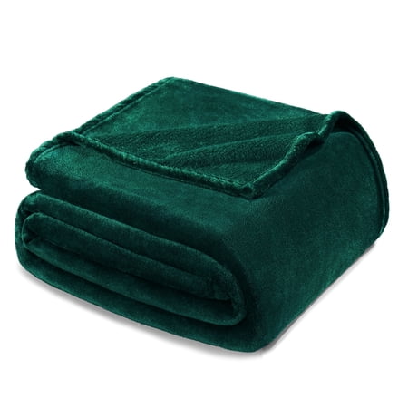 Exclusivo Mezcla Twin Size Flannel Fleece Velvet Plush Bed Blanket as Bedspread, Coverlet, Bed Cover (60"x80", Forest Green)
