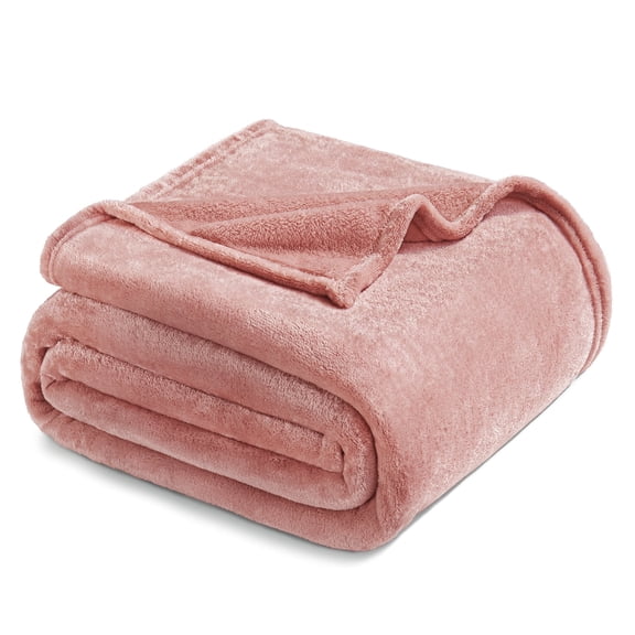 Exclusivo Mezcla Twin Size Flannel Fleece Velvet Plush Bed Blanket as Bedspread, Coverlet, Bed Cover (60"x80", Pink)