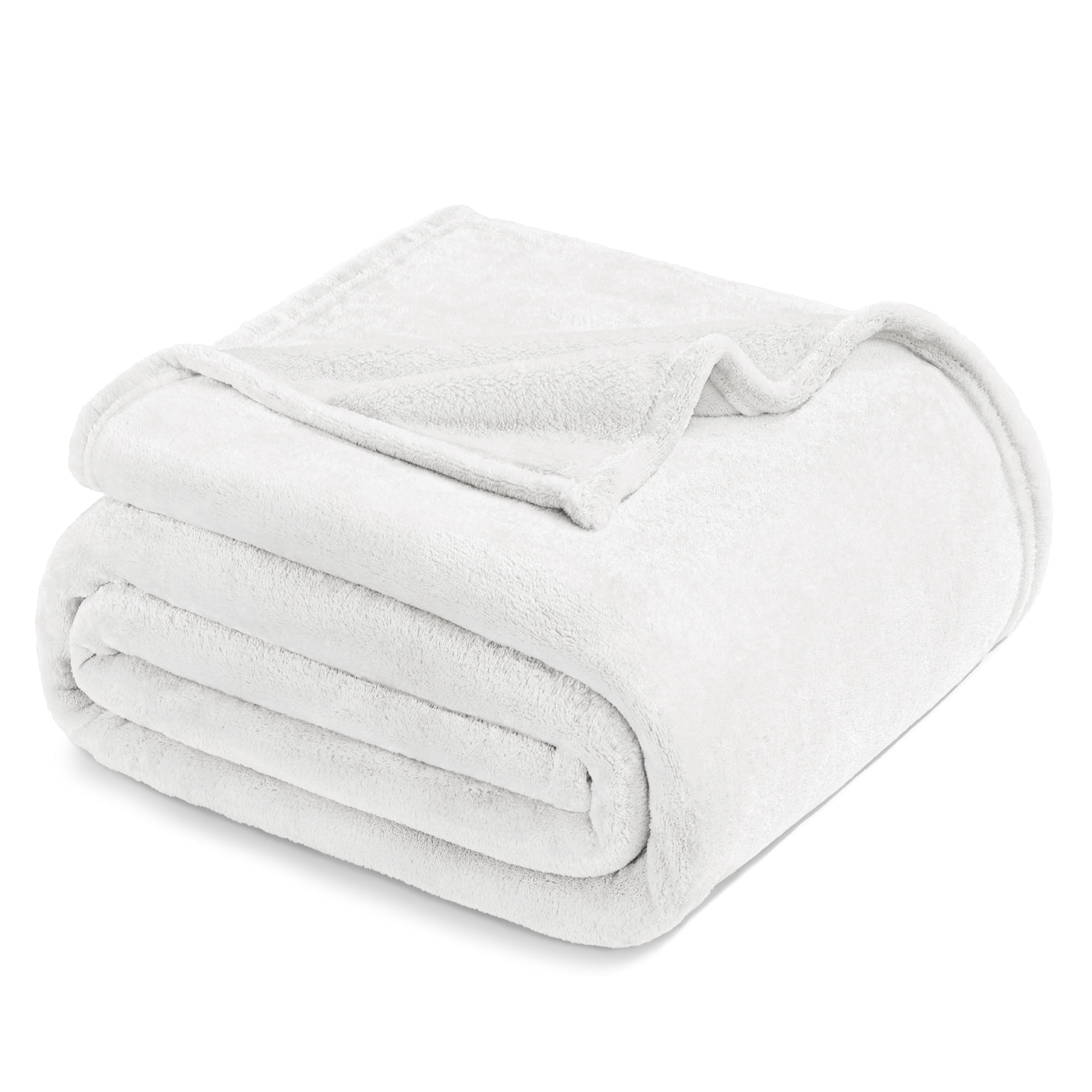 Exclusivo Mezcla Twin Size Flannel Fleece Velvet Plush Bed Blanket as Bedspread, Coverlet, Bed Cover (60"x80", Pure White)