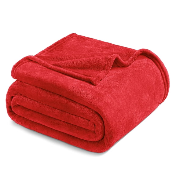 Exclusivo Mezcla Twin Size Flannel Fleece Velvet Plush Bed Blanket as Bedspread, Coverlet, Bed Cover (60"x80", Red)
