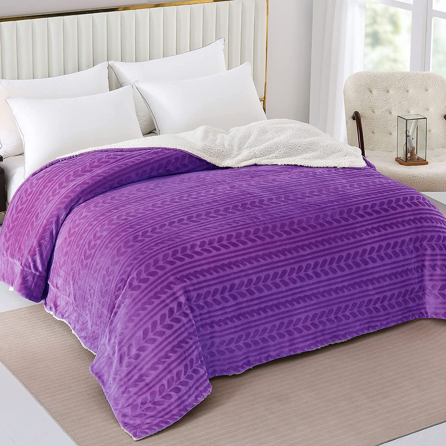 Exclusivo Mezcla Twin Size Sherpa Fleece Bed Blanket, Ultra Soft and