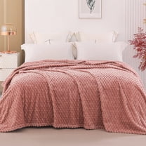Exclusivo Mezcla Twin Size Soft Fleece Blanket, 60"x80" Stylish Jacquard Velvet Blanket for Bed, Cozy Soft Lightweight for All Season, Dusty Pink