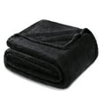 thumbnail image 1 of Exclusivo Mezcla Twin/Twin XL Size Flannel Fleece Velvet Plush Bed Blanket as Bedspread, Coverlet, Bed Cover (90"x66", Black), 1 of 10