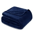 thumbnail image 1 of Exclusivo Mezcla Twin/Twin XL Size Flannel Fleece Velvet Plush Bed Blanket as Bedspread, Coverlet, Bed Cover (90"x66", Navy Blue), 1 of 11