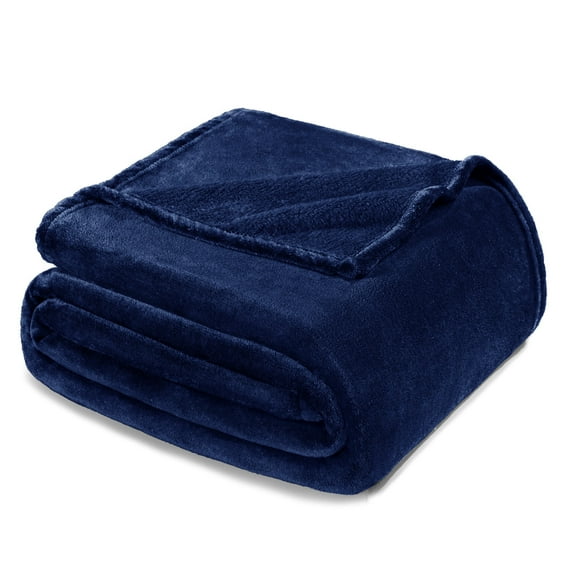 Exclusivo Mezcla Twin/Twin XL Size Flannel Fleece Velvet Plush Bed Blanket as Bedspread, Coverlet, Bed Cover (90"x66", Navy Blue)