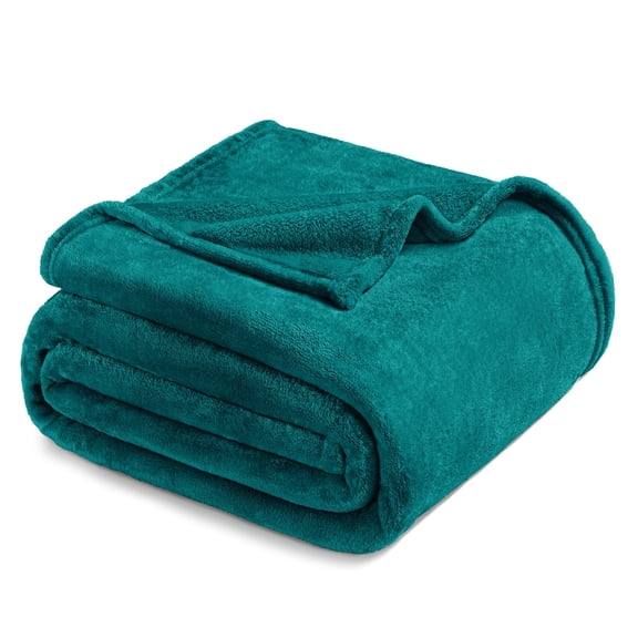 Exclusivo Mezcla Twin/Twin XL Size Flannel Fleece Velvet Plush Bed Blanket as Bedspread, Coverlet, Bed Cover (90"x66", Teal)