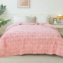 Exclusivo Mezcla Twin size Blanket for Bed, Super Soft and Warm Pink Blankets for All Seasons, Flannel Fleece Leaves Pattern Bed Blanket, Plush Fuzzy and Thick, 60"x80"
