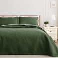 thumbnail image 1 of Exclusivo Mezcla Ultrasonic California King Size Quilt Set Olive Green, 3 Pieces Lightweight Bedspread Leaf Pattern Bed Cover Soft Microfiber Coverlet Bedding Set for All Seasons, 1 of 7