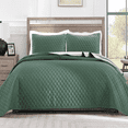 thumbnail image 1 of Exclusivo Mezcla Queen Quilt Set, 3-Piece Lightweight Queen Quilts Soft Bedspreads Bed Coverlets, Dark Green, 90"x96", 1 of 8