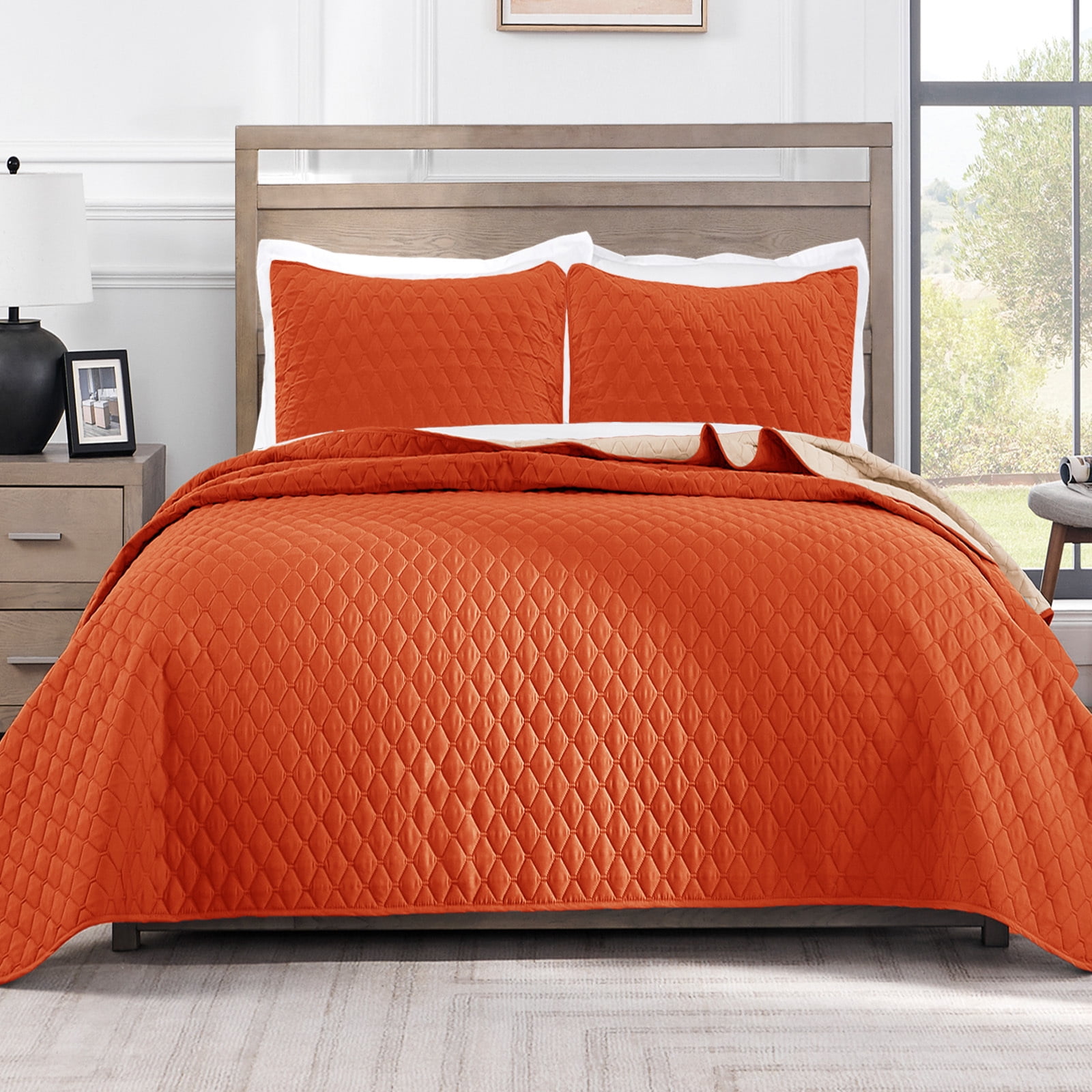 Exclusivo Mezcla Ultrasonic Full Queen Quilt Bedding Set with Pillow Shams, Lightweight Quilts
