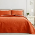 thumbnail image 1 of Exclusivo Mezcla Ultrasonic Full Queen Size Quilt Set Burnt Orange, 3 Pieces Lightweight Bedspread Leaf Pattern Bed Cover Soft Microfiber Coverlet Bedding Set for All Seasons, 1 of 7