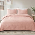 thumbnail image 1 of Exclusivo Mezcla Ultrasonic King Quilt Bedding Set, Lightweight Blush Pink Bedspreads Soft Modern Geometric Coverlet Set for All Seasons (1 Quilt and 2 Pillow Shams), 1 of 7