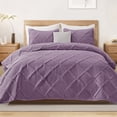 thumbnail image 1 of Exclusivo Mezcla Ultrasonic King Quilt Set, 3-Piece Lightweight Bedspreads Modern Striped Coverlet, Dusty Lavender, 1 of 7