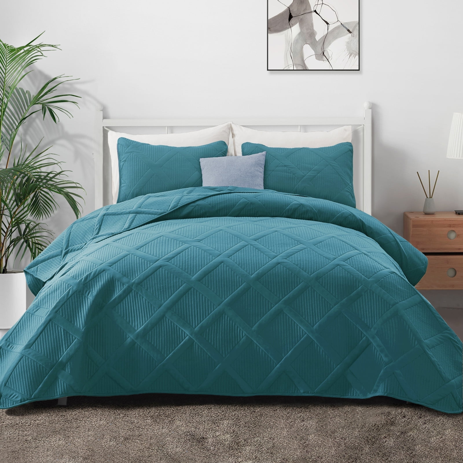 Exclusivo Mezcla Ultrasonic King Quilt Set, 3-Piece Lightweight ...