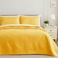 Exclusivo Mezcla Ultrasonic King Size Quilt Set Yellow, 3 Pieces