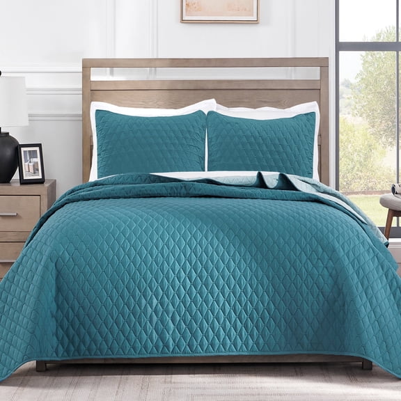 Exclusivo Mezcla Twin Quilt Set, 2-Piece Lightweight Twin Quilts Soft Bedspreads Bed Coverlets, Dusty Teal, 68"x88"