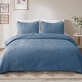 thumbnail image 1 of Exclusivo Mezcla Ultrasonic Twin Quilt Bedding Set, Lightweight Bluish Grey Bedspreads Soft Modern Geometric Coverlet Set, 1 of 7