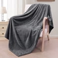 thumbnail image 1 of Exclusivo Mezcla Waffle Textured Extra Large Fleece Blanket, Super Soft and Warm Throw Blanket for Couch, Sofa and Bed (Dark Grey, 50"x70")-Cozy, Fuzzy and Lightweight, 1 of 7