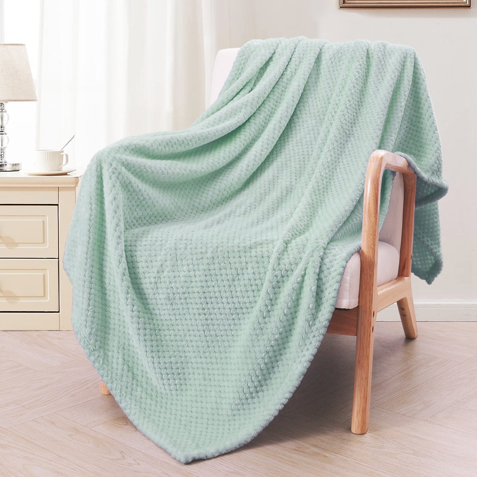 Exclusivo Mezcla Waffle Textured Extra Large Fleece Blanket Super Soft and Warm Throw Blanket for Couch Sofa and Bed Mint Green 50x70 inches Cozy Fuzzy and Lightweight Shop 2024 Deals Walmart