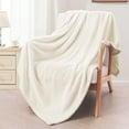 thumbnail image 1 of Exclusivo Mezcla Waffle Textured Extra Large Fleece Blanket, Super Soft and Warm Throw Blanket for Couch, Sofa and Bed (Off White, 50"x70")-Cozy, Fuzzy and Lightweight, 1 of 9