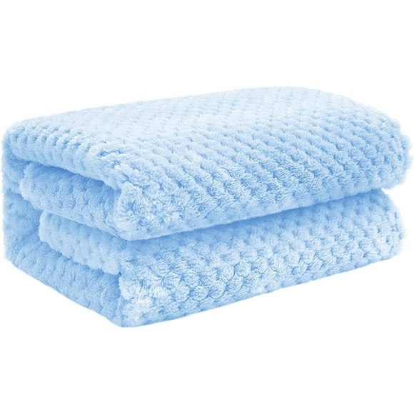 Exclusivo Mezcla Waffle Textured Fleece Baby Blanket, Soft and Warm Swaddle Blanket, Infant, Newborn, Toddler and Kids Receiving Blankets for Crib Stroller (Baby Blue, 40x50 inches)