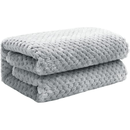 Exclusivo Mezcla Waffle Textured Fleece Blanket, Super Soft and Warm Throw Blanket for Couch, Sofa and Bed (Light Grey, 40"x50")-Cozy, Fuzzy and Lightweight