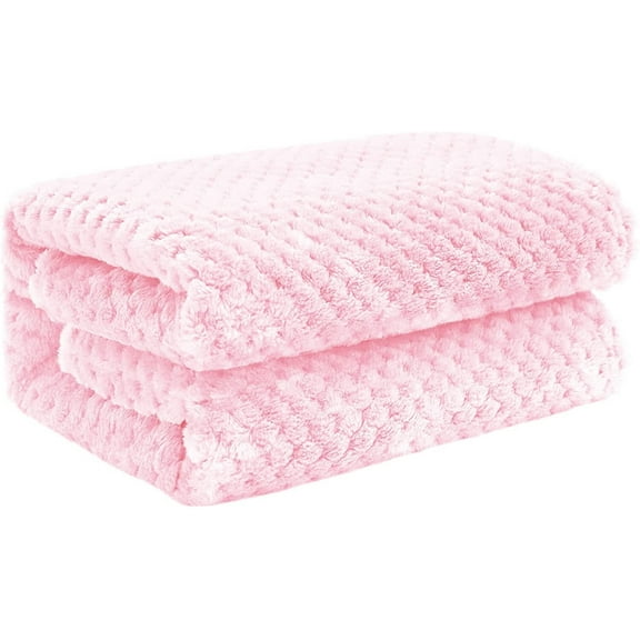 Exclusivo Mezcla Waffle Textured Fleece Blanket, Super Soft and Warm Throw Blanket for Couch, Sofa and Bed (Light Pink, 40"x50")-Cozy, Fuzzy and Lightweight