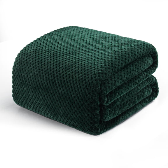 Exclusivo Mezcla Waffle Textured Soft Fleece Blanket, King Size Bed Blanket, Cozy Warm and Lightweight (Forest Green, 90"x104")