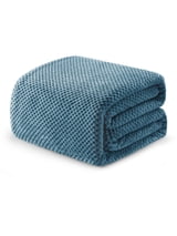 Exclusivo Mezcla Waffle Textured Soft Fleece Blanket, Queen Size Bed Blanket, Cozy Warm and Lightweight (Slate Blue, 90"x90")