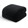 thumbnail image 1 of Exclusivo Mezcla Waffle Textured Soft Fleece Blanket, Twin/Twin XL Size Bed Blanket, Cozy Warm and Lightweight (Black, 90"x66"), 1 of 10