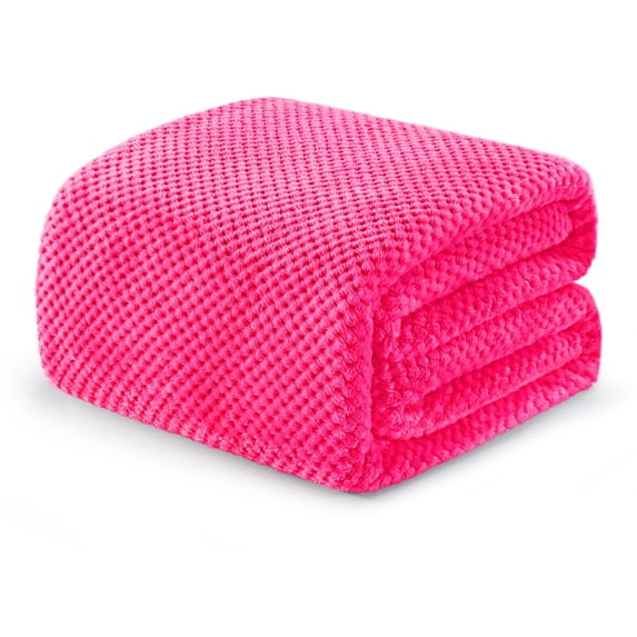 Exclusivo Mezcla Waffle Textured Soft Fleece Blanket, Twin/Twin XL Size Bed Blanket, Cozy Warm and Lightweight (Hot Pink, 90"x66")
