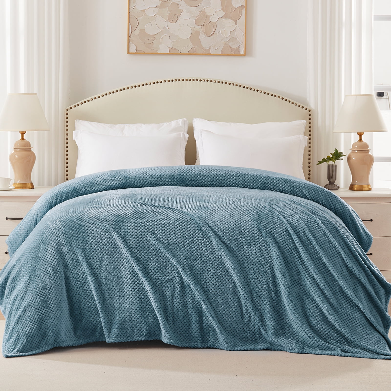 Exclusivo Mezcla Polyester Waffle Textured Fleece Blanket, Twin Size ...
