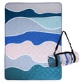 thumbnail image 1 of Exclusivo Mezcla Waterproof Picnic Blankets 3-Layer 60"x 80" Large Sandproof Beach Blanket Foldable Outdoor Blanket for Camping on Grass Picnic Mat, Waved Blue, 1 of 8