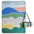 thumbnail image 1 of Exclusivo Mezcla Waterproof Picnic Blankets 3-Layer 60"x 80" Large Sandproof Beach Blanket Foldable Outdoor Blanket for Camping on Grass Picnic Mat, Waved Green, 1 of 8