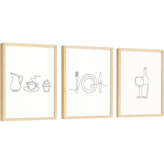 Excool Club Minimalist Kitchen Wall Decor, 12x16 Black White Kitchen Prints