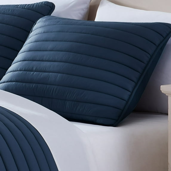 Excursion Channel Quilted 3 pc F/Q Blush Riverbrook Home Excursion Channel Quilted Microfiber Comforter Set Blue - Twin