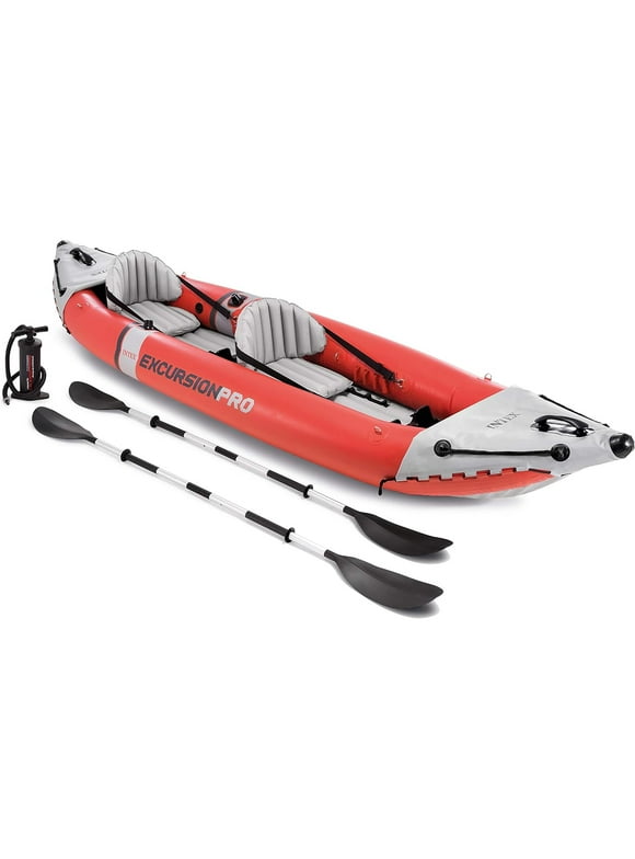 Excursion Pro 151 x 37 x 18" K2 Inflatable Kayak W/ Aluminum Oars, Pump, Fishing Rod Holders, Carry Bag